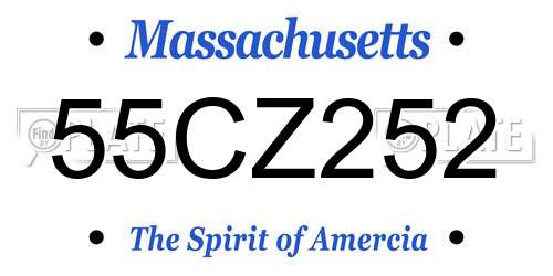 55CZ252 Massachusetts License Plate