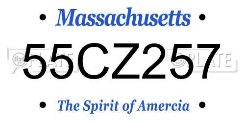 55CZ257 Massachusetts License Plate