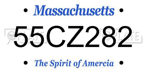 55CZ282 Massachusetts License Plate