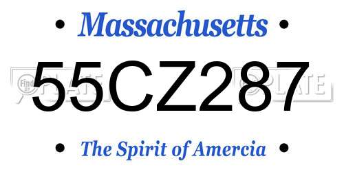 55CZ287 Massachusetts License Plate
