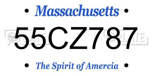 55CZ787 Massachusetts License Plate