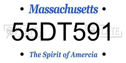 55DT591 Massachusetts License Plate
