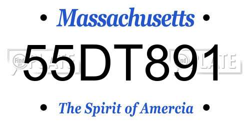55DT891 Massachusetts License Plate