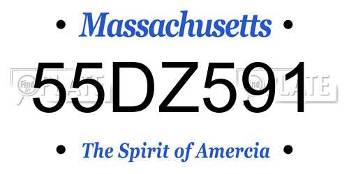 55DZ591 Massachusetts License Plate