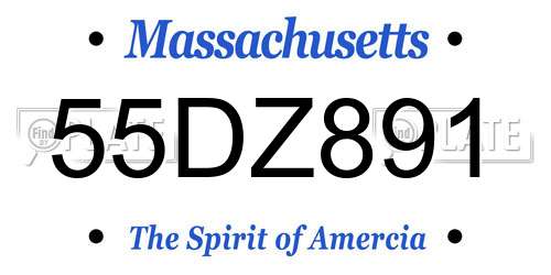 55DZ891 Massachusetts License Plate