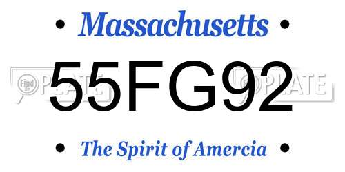 55FG92 Massachusetts License Plate