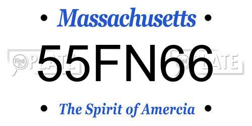55FN66 Massachusetts License Plate