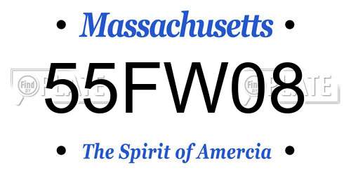 55FW08 Massachusetts License Plate