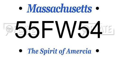 55FW54 Massachusetts License Plate