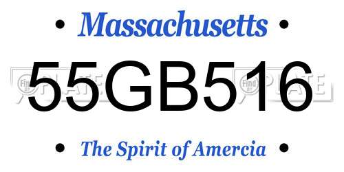 55GB516 Massachusetts License Plate