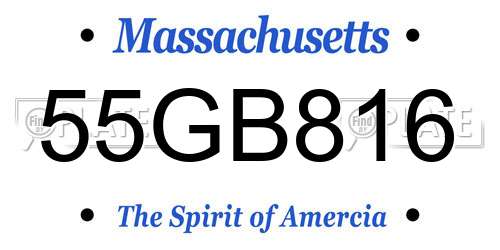 55GB816 Massachusetts License Plate