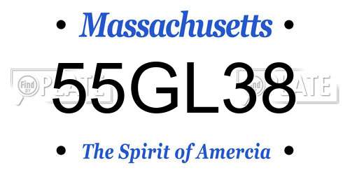 55GL38 Massachusetts License Plate
