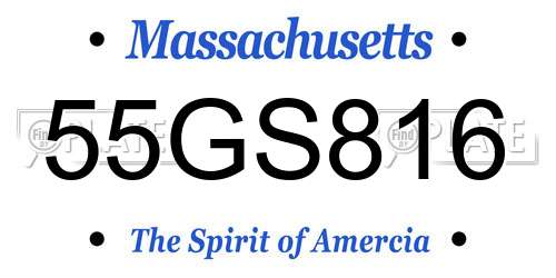 55GS816 Massachusetts License Plate