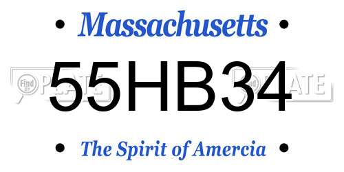 55HB34 Massachusetts License Plate