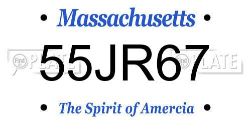55JR67 Massachusetts License Plate