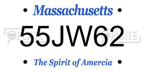 55JW62 Massachusetts License Plate