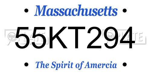 55KT294 Massachusetts License Plate