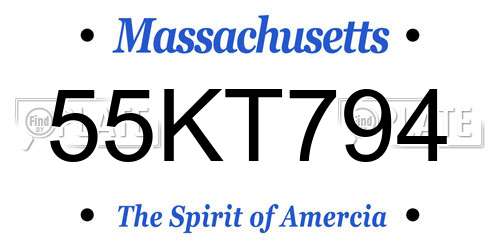 55KT794 Massachusetts License Plate