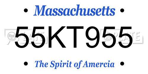 55KT955 Massachusetts License Plate