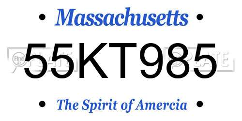 55KT985 Massachusetts License Plate