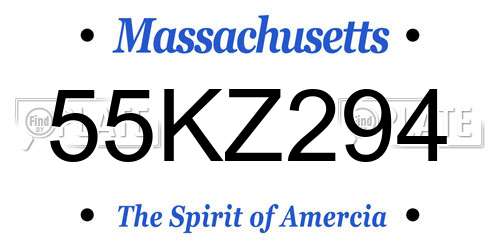 55KZ294 Massachusetts License Plate