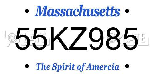 55KZ985 Massachusetts License Plate