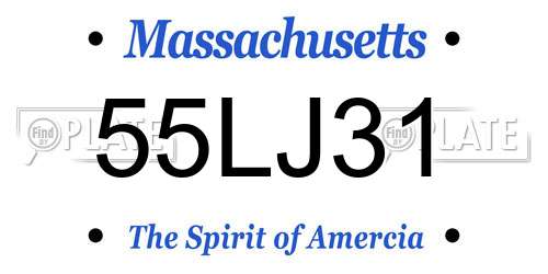 55LJ31 Massachusetts License Plate