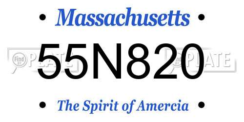 55N820 Massachusetts License Plate