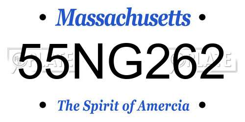 55NG262 Massachusetts License Plate