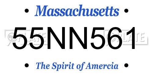 55NN561 Massachusetts License Plate