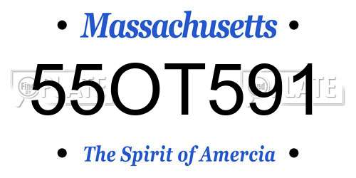 55OT591 Massachusetts License Plate