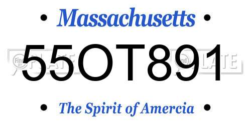 55OT891 Massachusetts License Plate