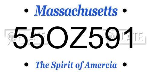 55OZ591 Massachusetts License Plate