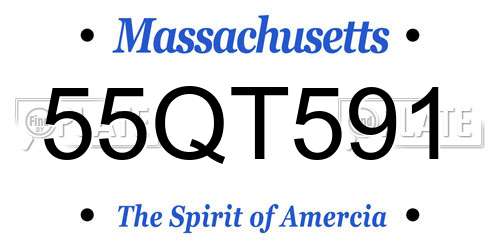 55QT591 Massachusetts License Plate