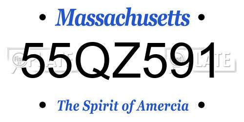 55QZ591 Massachusetts License Plate