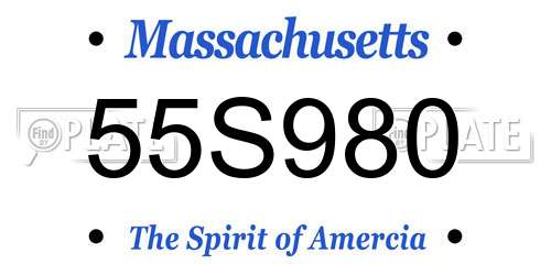 55S980 Massachusetts License Plate