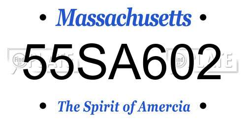 55SA602 Massachusetts License Plate