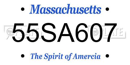 55SA607 Massachusetts License Plate