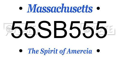 55SB555 Massachusetts License Plate