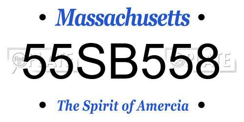 55SB558 Massachusetts License Plate