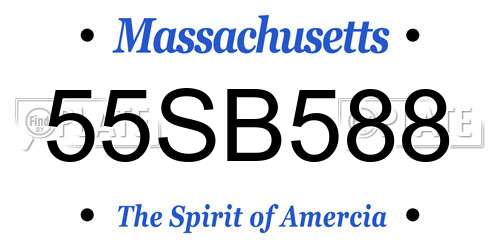 55SB588 Massachusetts License Plate