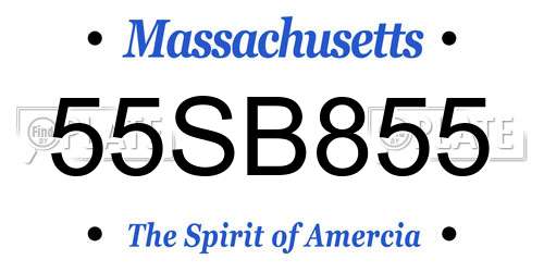 55SB855 Massachusetts License Plate
