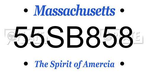 55SB858 Massachusetts License Plate