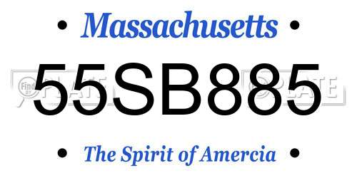 55SB885 Massachusetts License Plate