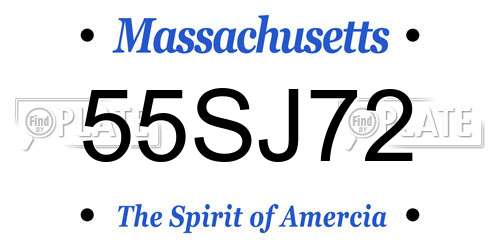 55SJ72 Massachusetts License Plate