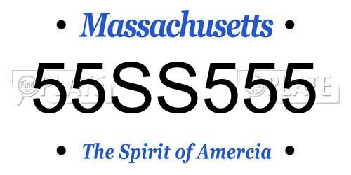 55SS555 Massachusetts License Plate