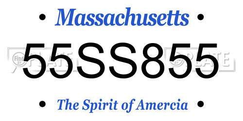 55SS855 Massachusetts License Plate