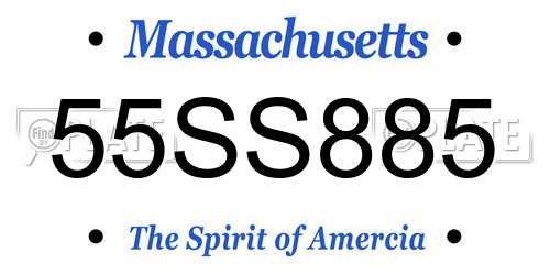 55SS885 Massachusetts License Plate