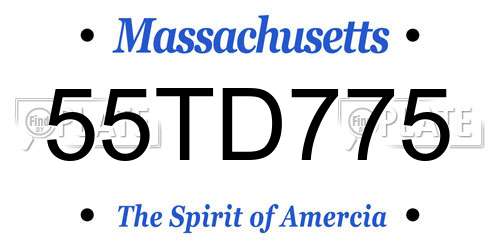 55TD775 Massachusetts License Plate