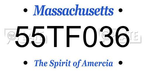 55TF036 Massachusetts License Plate
